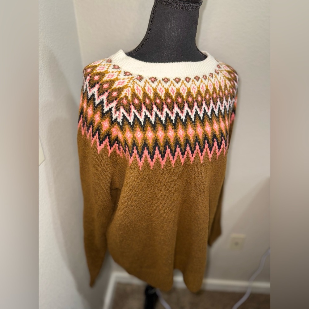 Soft touch Brown and Pink Patterned Women's Sweater- Size‎ XL - Picture 3 of 11